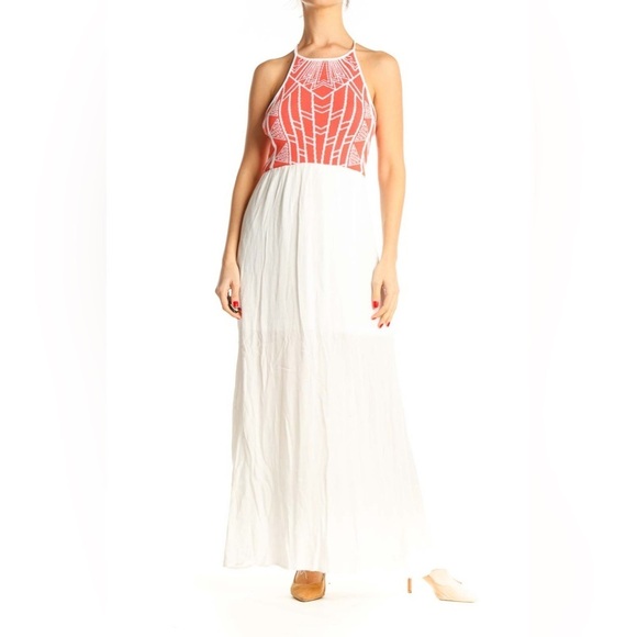 Jealous Tomato Geometric Crepe Halter Maxi Dress Boho Peasent Summer Beach S - Picture 1 of 10